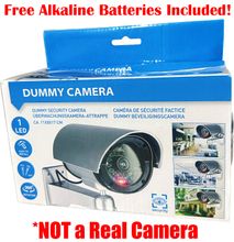 Dummy Security Camera Fake CCTV Surveillance Cam w/ Flashing IR Red LED Light - Battery Operated